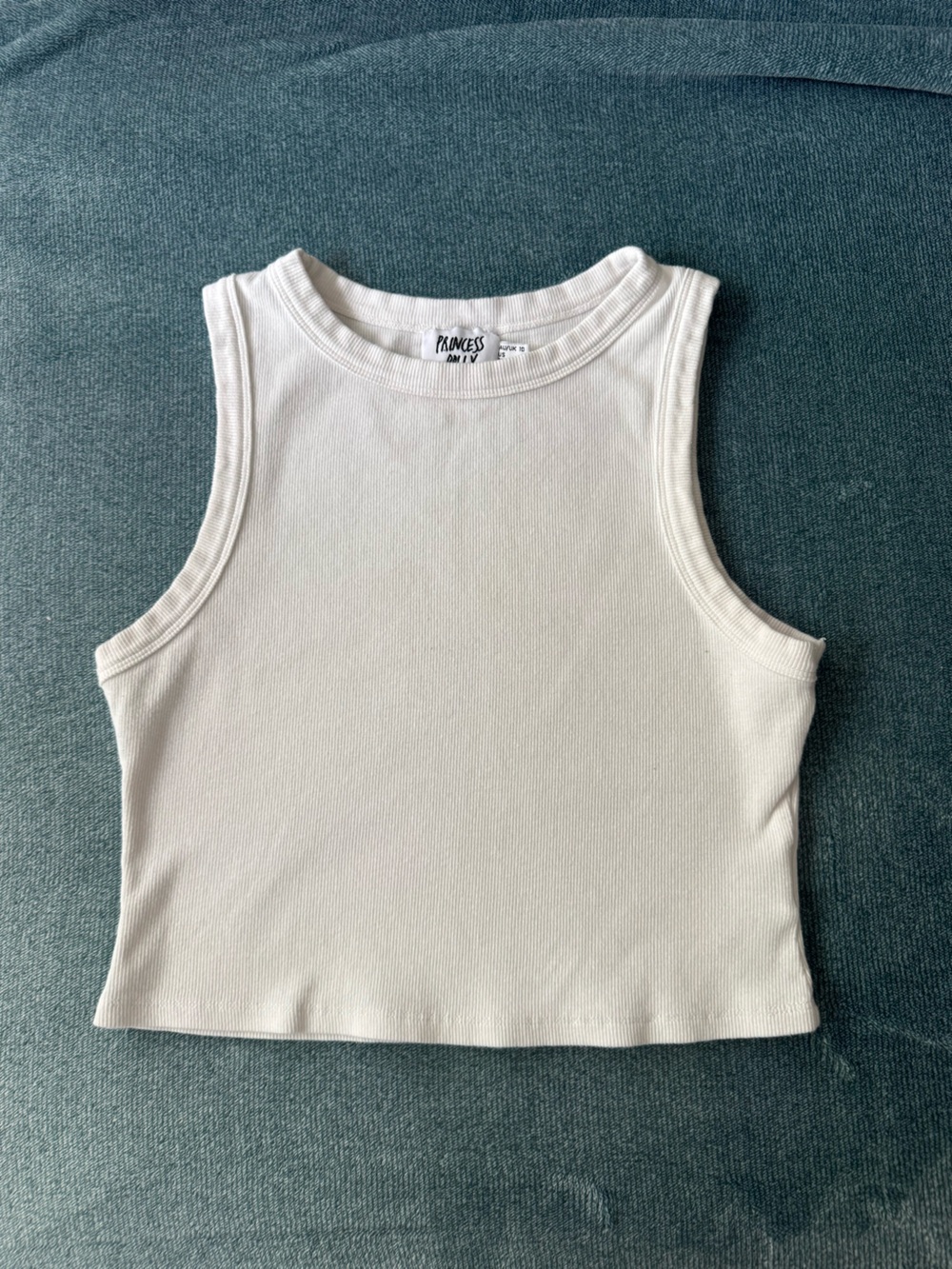 Princess Polly White Ribbed Crop Tank Top